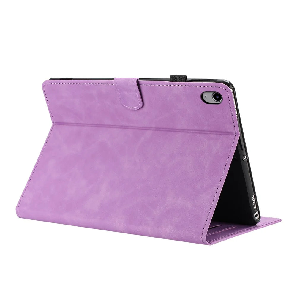 For Samsung Galaxy Tab S11 Case Card Holder Stand Butterfly Floral Imprinted Leather Tablet Cover - Light Purple - 2