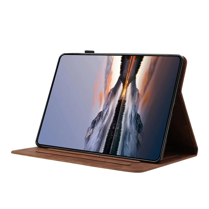 For Samsung Galaxy Tab S10 FE+ Case Card Holder Stand Butterfly Floral Imprinted Leather Tablet Cover - Brown - 4