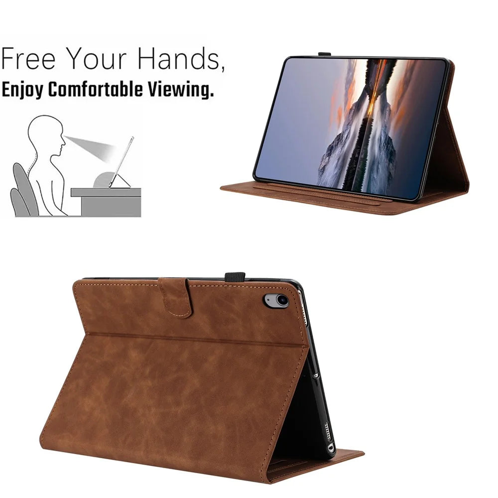 Tablet Case For iPad Air 11 (2026) / (2025) / (2024) / Air (2022) / (2020) Card Holder Stand Butterfly Floral Imprinted Leather Cover - Brown - 6