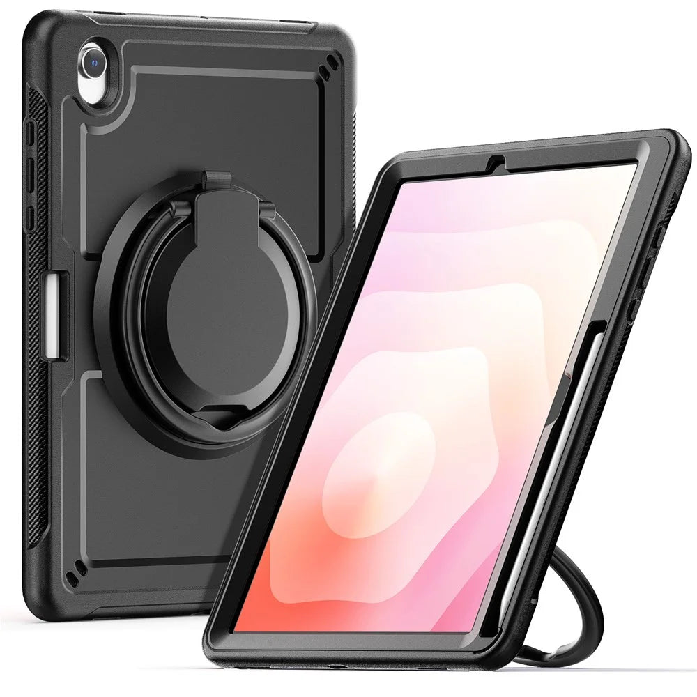 For Samsung Galaxy Tab S10 Lite Case Rotating Kickstand PC + TPU Shockproof Tablet Cover - Black - 1