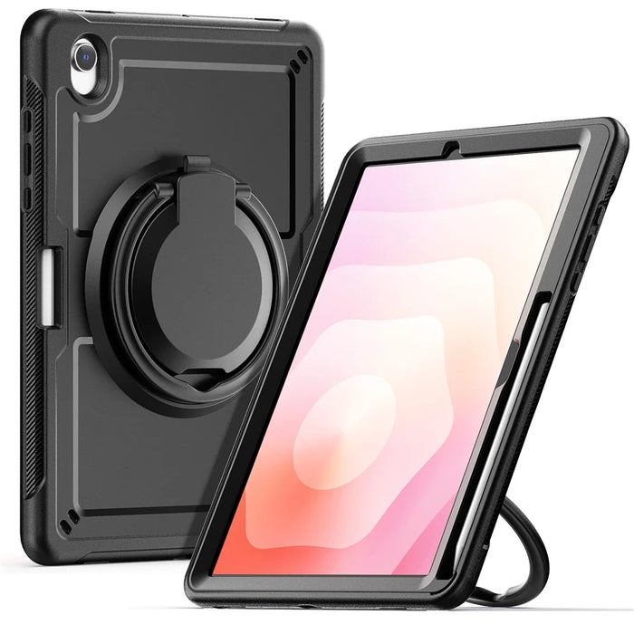 For Samsung Galaxy Tab S10 Lite Case Rotating Kickstand PC + TPU Shockproof Tablet Cover - Black - 1