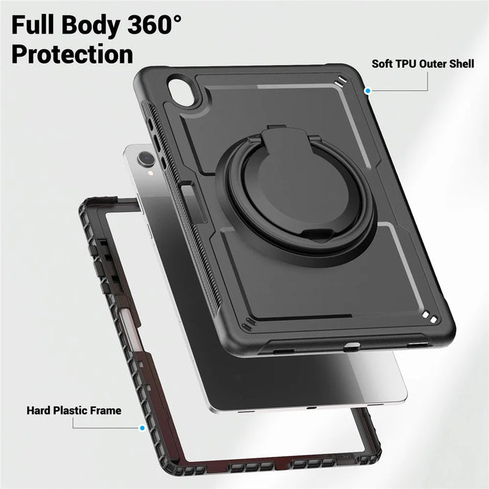 For Samsung Galaxy Tab S10 Lite Case Rotating Kickstand PC + TPU Shockproof Tablet Cover - Black - 2