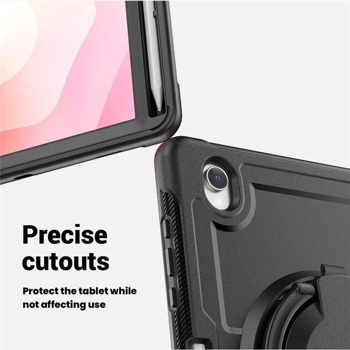 For Samsung Galaxy Tab S10 Lite Case Rotating Kickstand PC + TPU Shockproof Tablet Cover - Black - 3