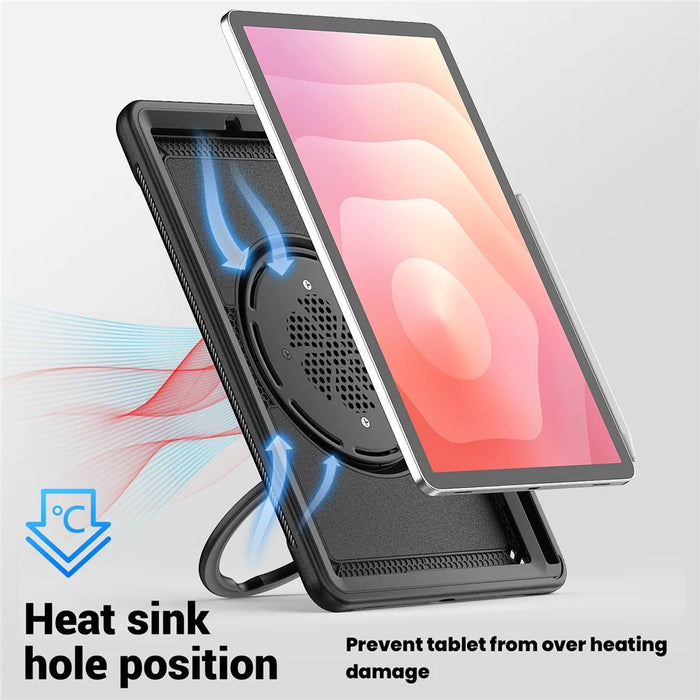 For Samsung Galaxy Tab S10 Lite Case Rotating Kickstand PC + TPU Shockproof Tablet Cover - Black - 4
