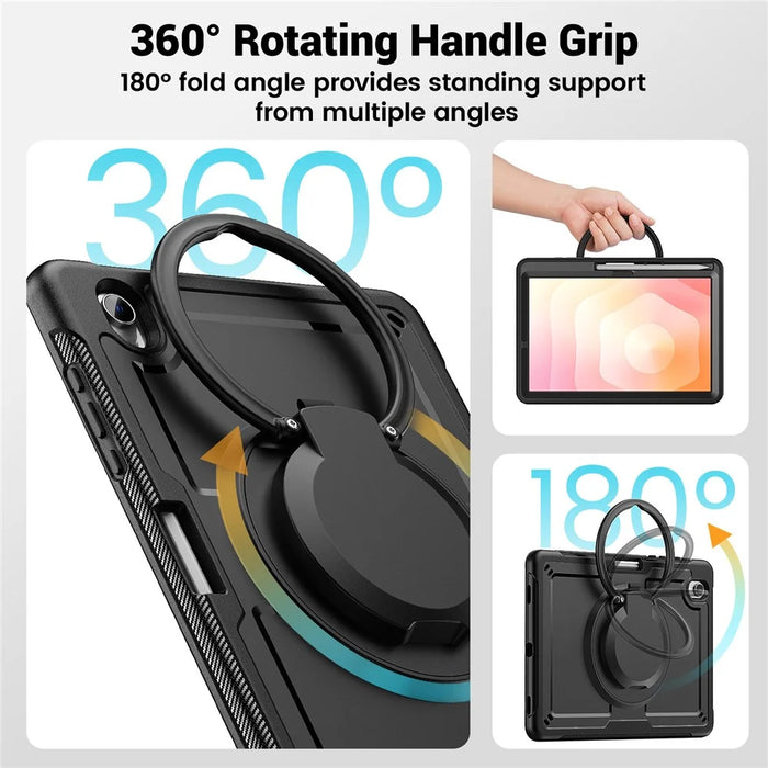 For Samsung Galaxy Tab S10 Lite Case Rotating Kickstand PC + TPU Shockproof Tablet Cover - Black - 5