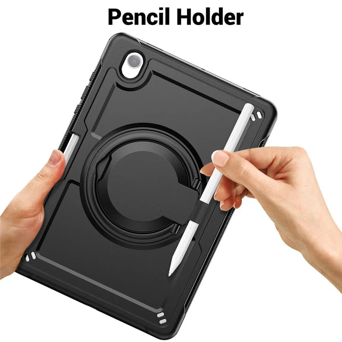 For Samsung Galaxy Tab S10 Lite Case Rotating Kickstand PC + TPU Shockproof Tablet Cover - Black - 7