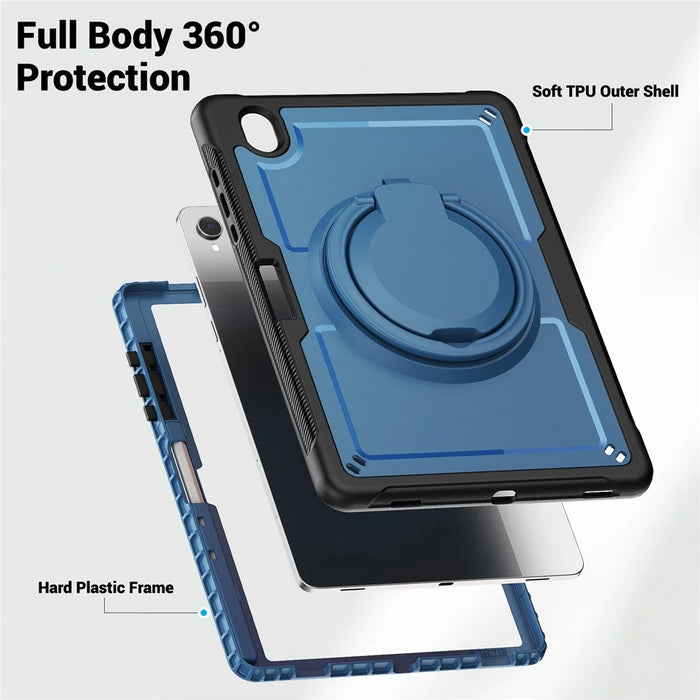 For Samsung Galaxy Tab S11 Case Rotating Kickstand PC + TPU Shockproof Tablet Cover - Navy Blue - 2
