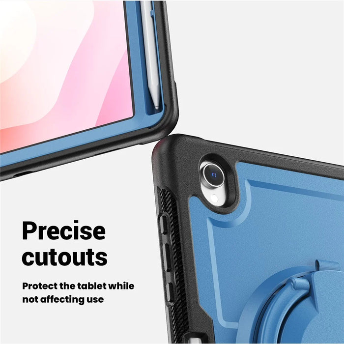 For Samsung Galaxy Tab S11 Case Rotating Kickstand PC + TPU Shockproof Tablet Cover - Navy Blue - 3