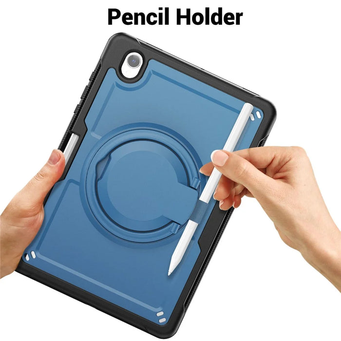 For Samsung Galaxy Tab S11 Case Rotating Kickstand PC + TPU Shockproof Tablet Cover - Navy Blue - 7
