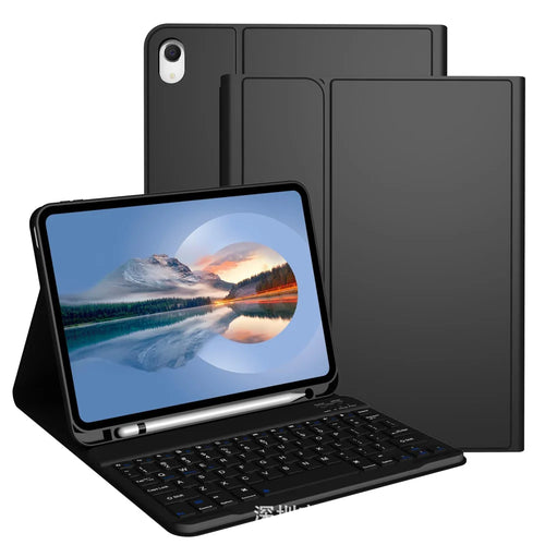 For iPad (2025)/iPad 10.9 (2022) Bluetooth-compatible Keyboard Stand Case with Pen Slot Compatible with Apple Pencil Charging - Black - 1