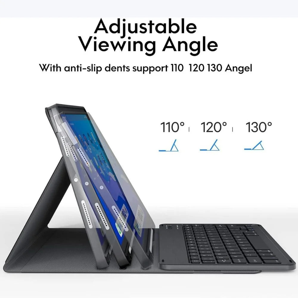 For iPad (2025)/iPad 10.9 (2022) Bluetooth-compatible Keyboard Stand Case with Pen Slot Compatible with Apple Pencil Charging - Black - 5