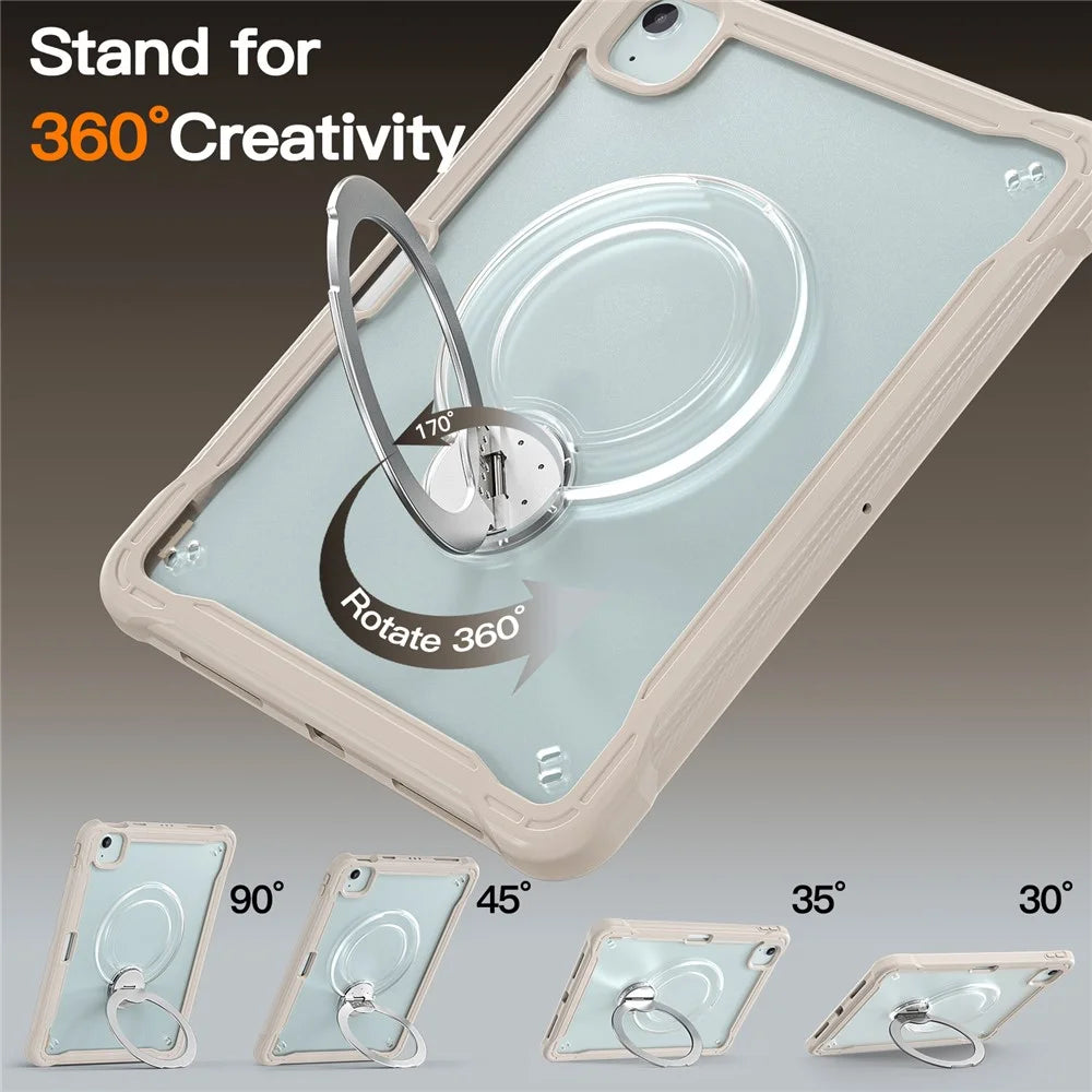 For iPad Air 11 (2026) / (2025) / (2024)  /  Air (2022)  /  (2020)  /  iPad Pro 11 (2022)  /  (2021)  /  (2020)  /  (2018) Case PC + TPU Tablet Cover with Kickstand  /  Shoulder Strap - Khaki - 2