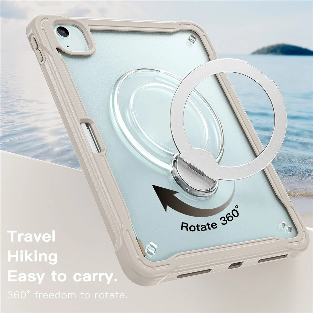 For iPad Air 11 (2026) / (2025) / (2024)  /  Air (2022)  /  (2020)  /  iPad Pro 11 (2022)  /  (2021)  /  (2020)  /  (2018) Case PC + TPU Tablet Cover with Kickstand  /  Shoulder Strap - Khaki - 4