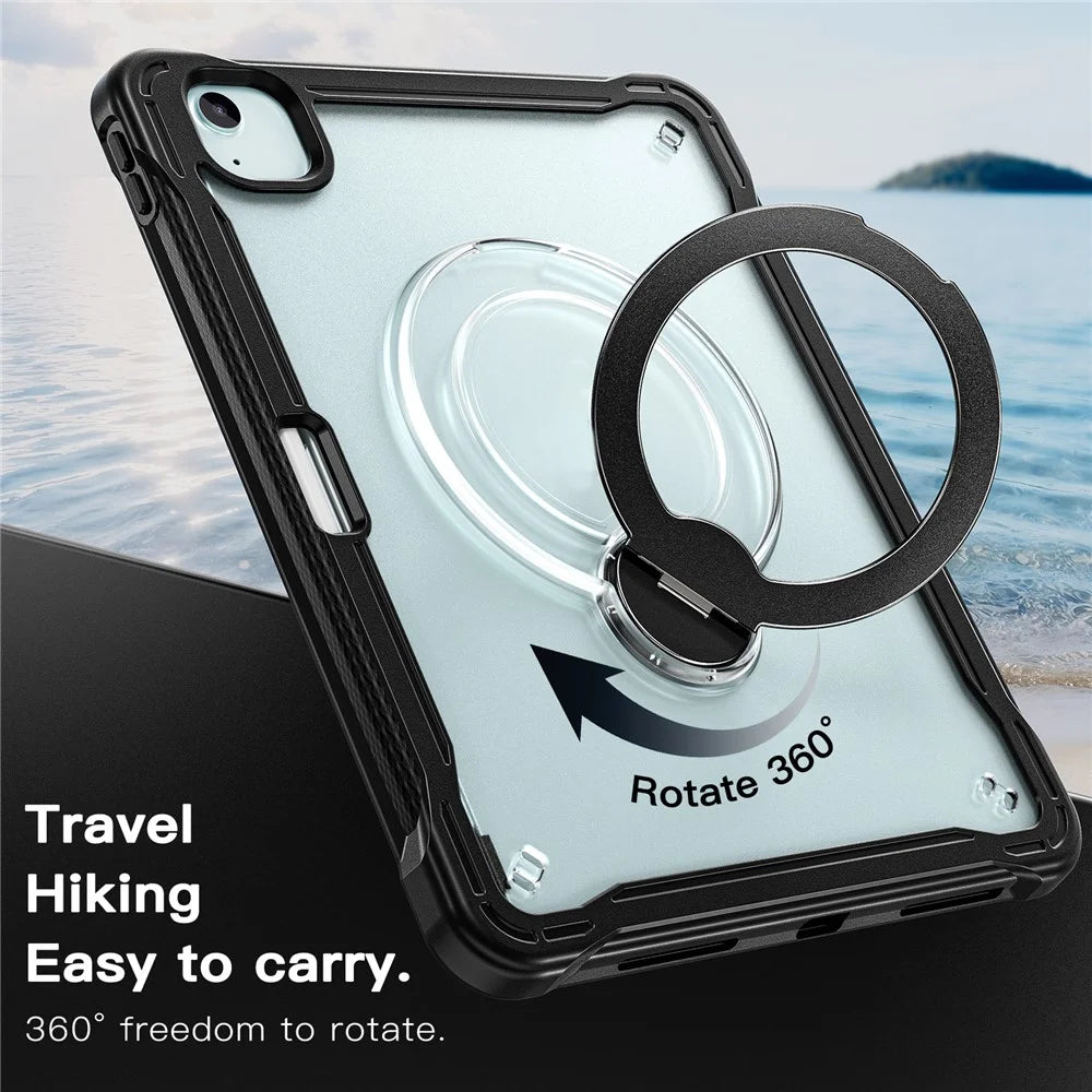Kickstand Case for iPad Air 11 (2026) / (2025) / (2024) / Air (2022) / (2020) / iPad Pro 11 (2022) / (2021) / (2020) / (2018) Drop Protection TPU + PC Tablet Cover with 9H Screen Film / Pencil Slot - Black - 4