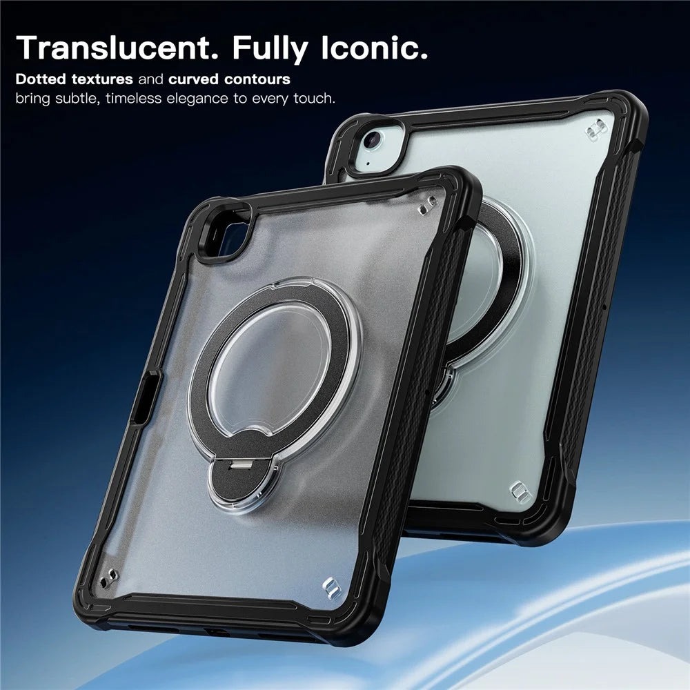 Kickstand Case for iPad Air 11 (2026) / (2025) / (2024) / Air (2022) / (2020) / iPad Pro 11 (2022) / (2021) / (2020) / (2018) Drop Protection TPU + PC Tablet Cover with 9H Screen Film / Pencil Slot - Black - 5