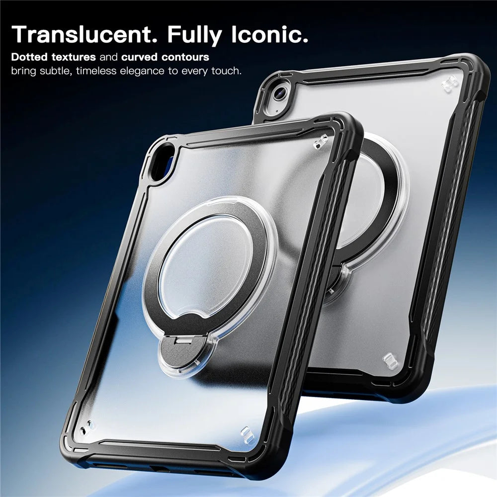Kickstand Case for iPad (2025) / iPad 10.9 (2022) Drop Protection TPU + PC Tablet Cover with 9H Screen Film - Black - 5
