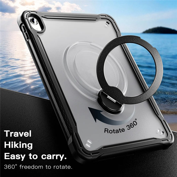 For iPad 10.9 (2022)  /  iPad (2025) Case PC + TPU Tablet Cover with Kickstand  /  Shoulder Strap - Black - 4