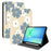 For Samsung Galaxy Tab S10 FE+ PU Leather Case Pattern Print Tablet Cover Stand with Pen Slot (Stylus Not Included)  - Blue Daisies - 1