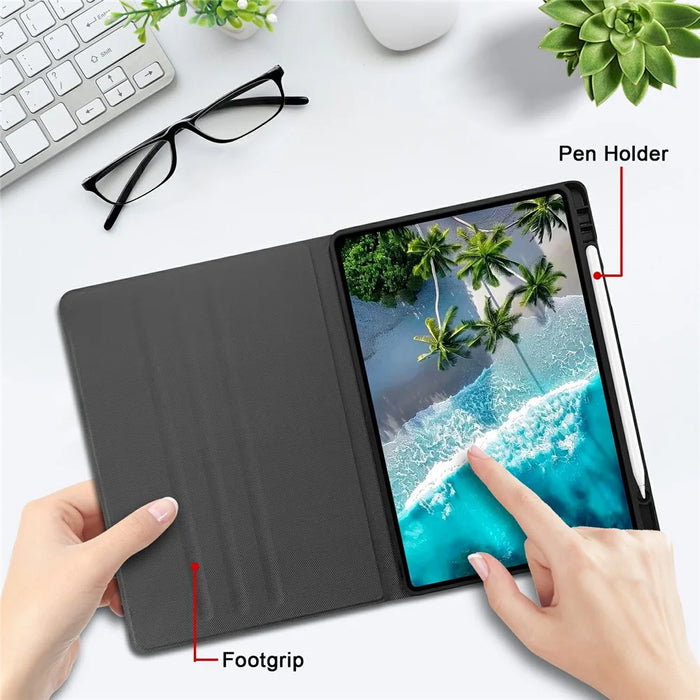 For Samsung Galaxy Tab S10 FE+ PU Leather Case Pattern Print Tablet Cover Stand with Pen Slot (Stylus Not Included)  - Blue Daisies - 5