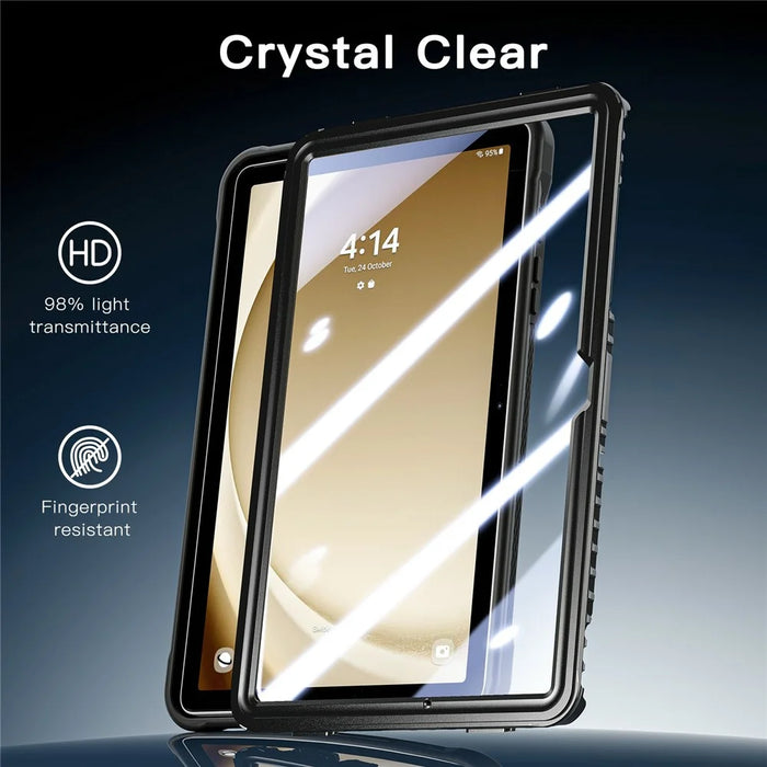 Kickstand Case for Samsung Galaxy Tab A9+ Drop Protection TPU + PC Tablet Cover with 9H Screen Film - Black - 7