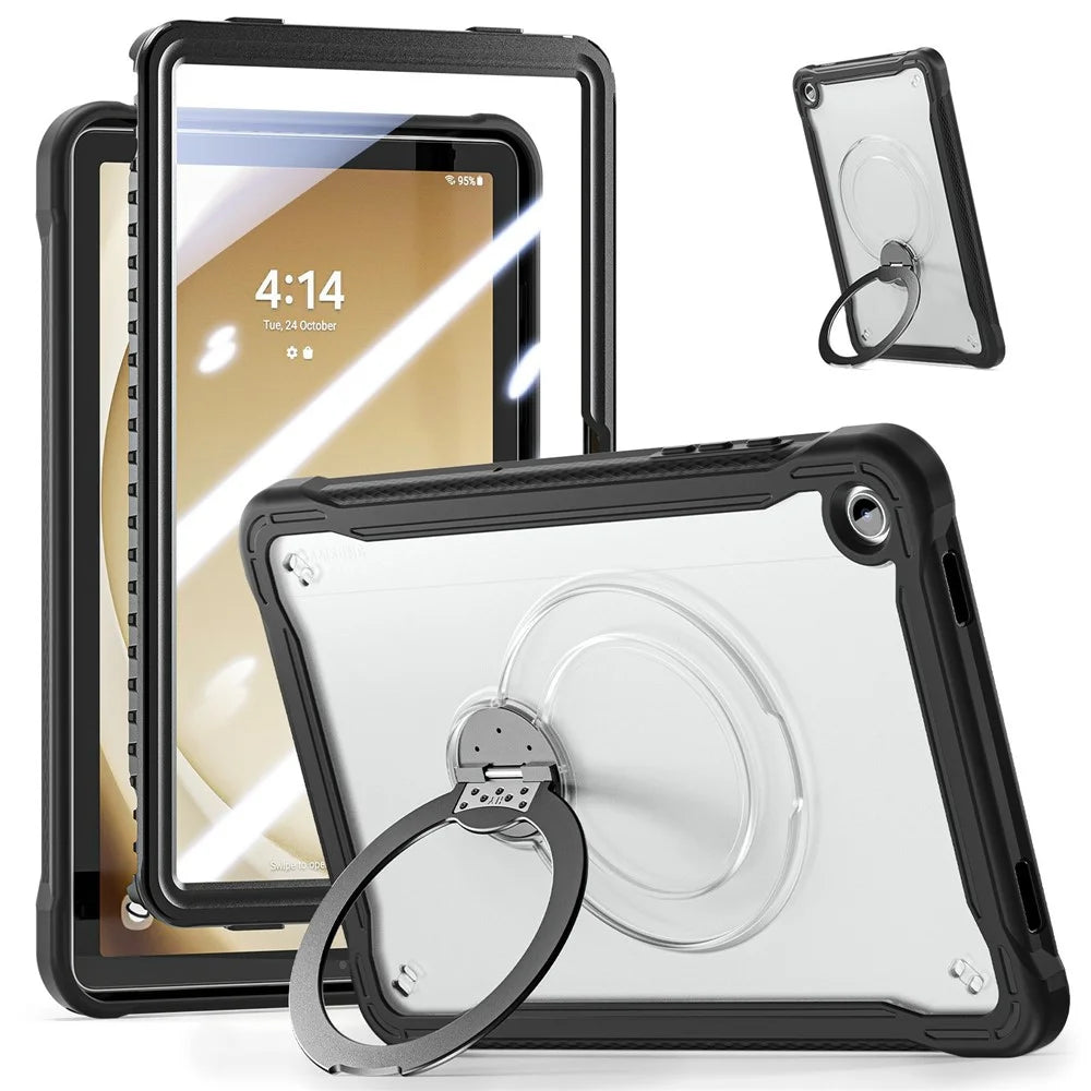 Kickstand Case for Samsung Galaxy Tab A11+ Drop Protection TPU + PC Tablet Cover with 9H Screen Film - Black - 1