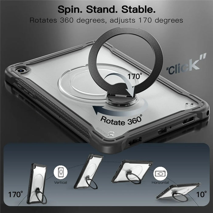 Kickstand Case for Samsung Galaxy Tab A11+ Drop Protection TPU + PC Tablet Cover with 9H Screen Film - Black - 2