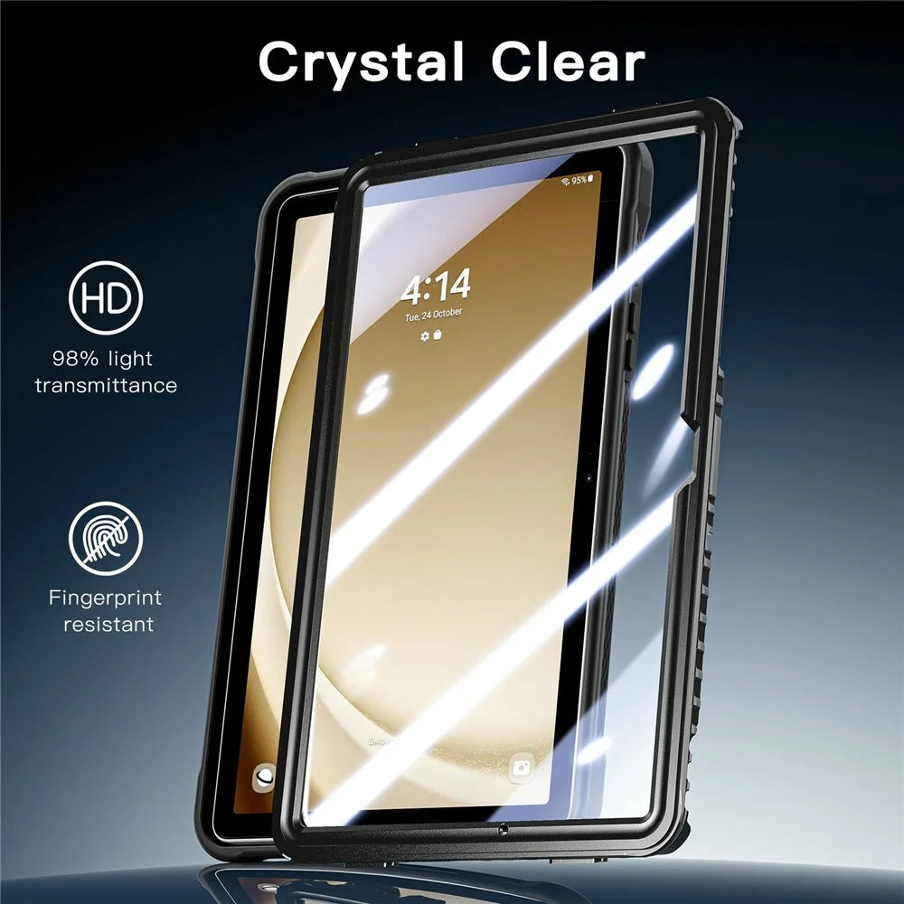 Kickstand Case with Shoulder Strap / Screen Film for Samsung Galaxy Tab A11+ Drop Protection TPU + PC Tablet Cover - Black - 6
