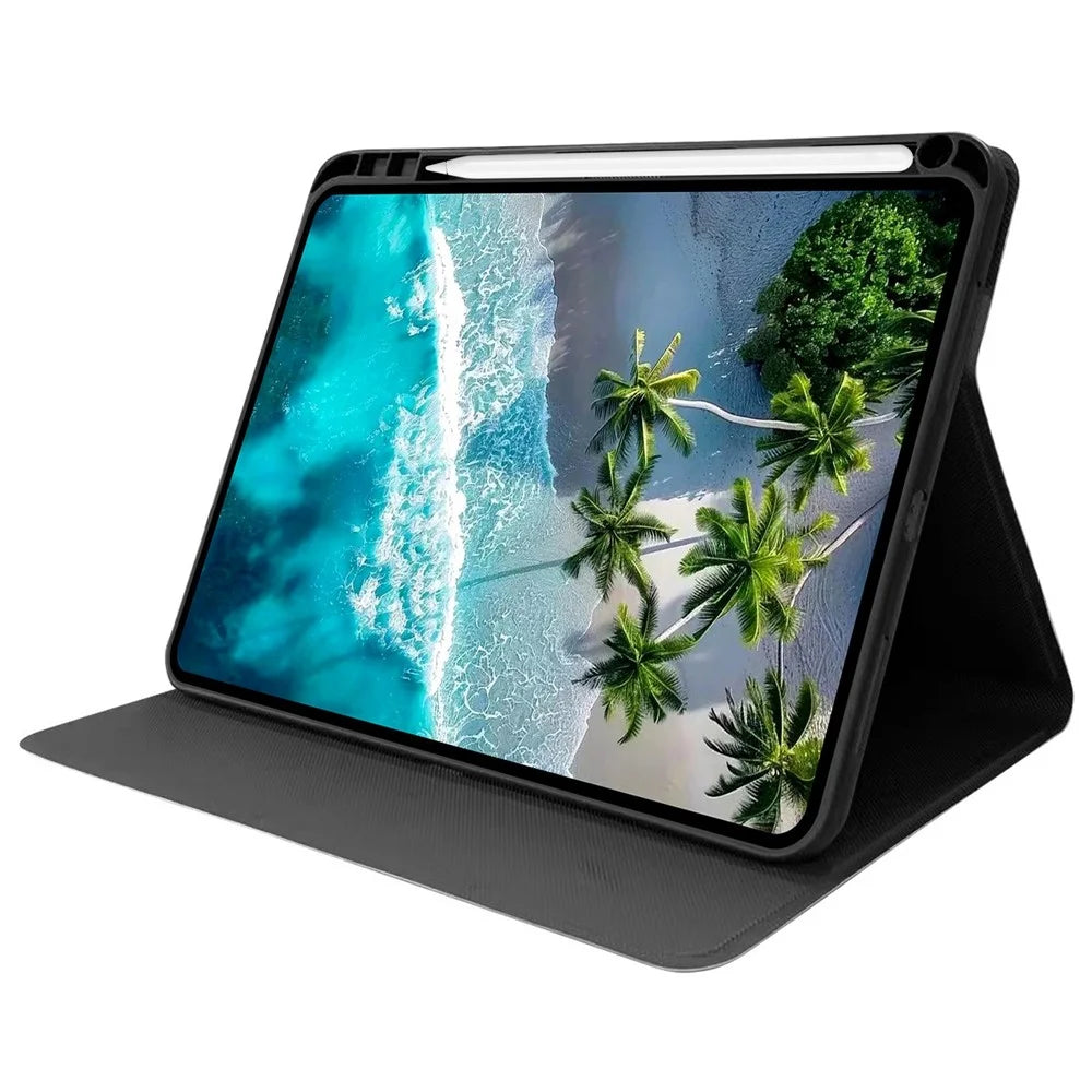 For iPad mini (2024) PU Leather Case Pattern Print Tablet Cover Stand with Pen Slot (Stylus Not Included) - Blue Daisies - 3