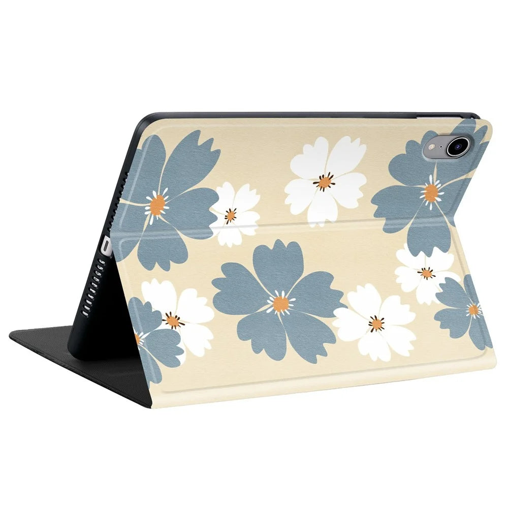 For iPad mini (2024) PU Leather Case Pattern Print Tablet Cover Stand with Pen Slot (Stylus Not Included) - Blue Daisies - 4