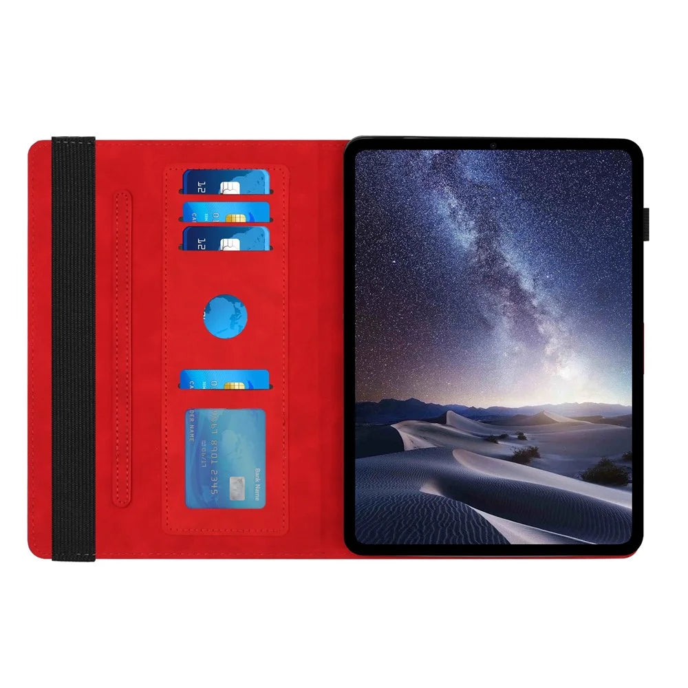 Leather Case For iPad mini (2024)  /  (2021) Rotatable Honeycomb Imprinted Shockproof Tablet Cover with Stand  - Red - 5