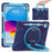 For iPad (2025)  /  10.9 (2022) Case TPU + PC + Silicone Tablet Cover Swivel Kickstand Handle Grip - Navy Blue - 1