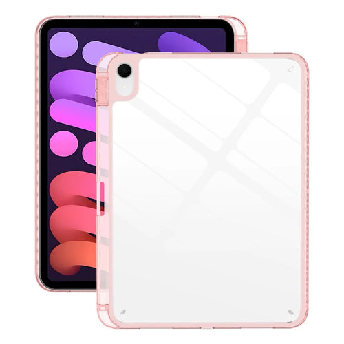 For iPad (2025)  /  10.9 (2022) Case TPU + Acrylic Clear Back Ultra Thin Tablet Cover with Pen Slot - Light Pink - 1