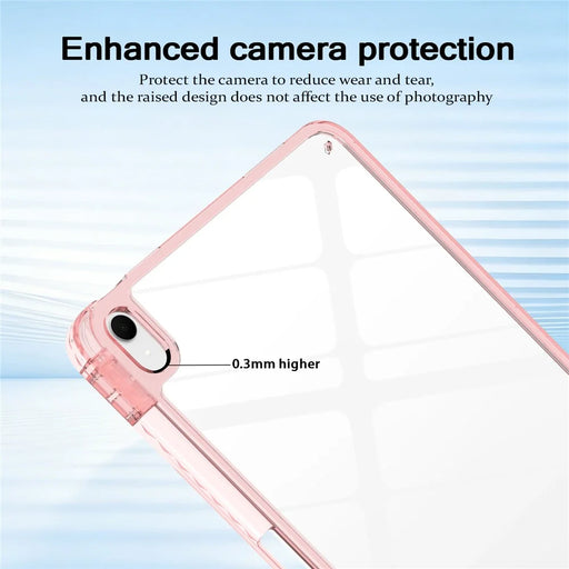 For iPad (2025)  /  10.9 (2022) Case TPU + Acrylic Clear Back Ultra Thin Tablet Cover with Pen Slot - Light Pink - 2