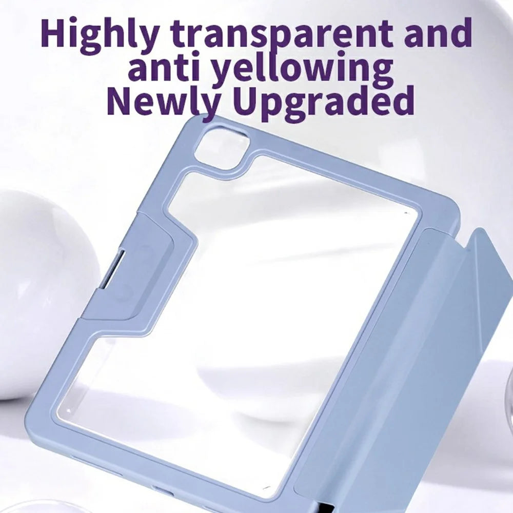 Origami Stand Tablet Case for iPad Air 11 (2026) / (2025) / (2024) / Air (2022) / (2020) / iPad Pro 11 (2022) / (2021) / (2020) / (2018) Leather + TPU + Clear Acrylic Cover with Pen Slot - Light Purple - 5