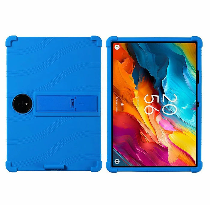 For TCL NxtPaper 14 Case Adjustable Kickstand Silicone Tablet Protective Cover - Dark Blue - 1