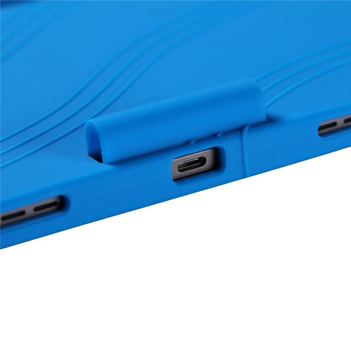 For TCL NxtPaper 14 Case Adjustable Kickstand Silicone Tablet Protective Cover - Dark Blue - 6
