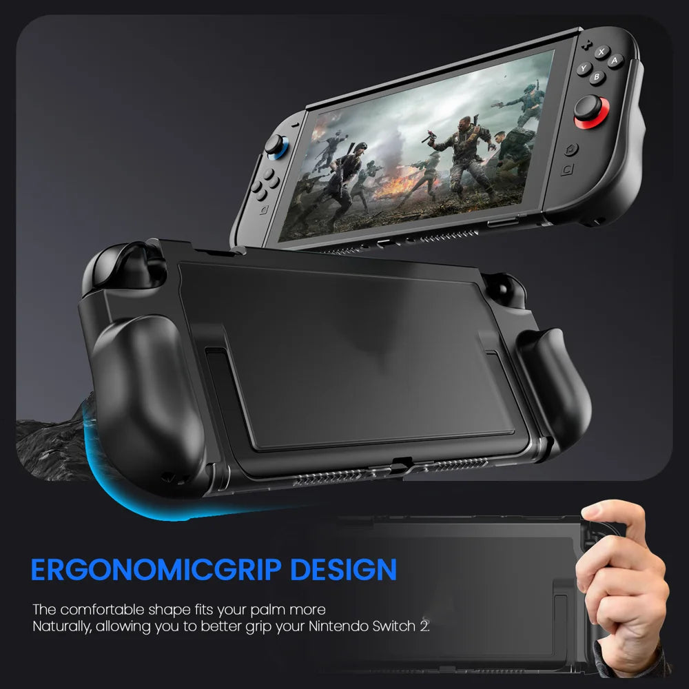 For Nintendo Switch 2 Game Controller Anti Drop Case TPU + PC Hybrid Protective Cover - Black - 7