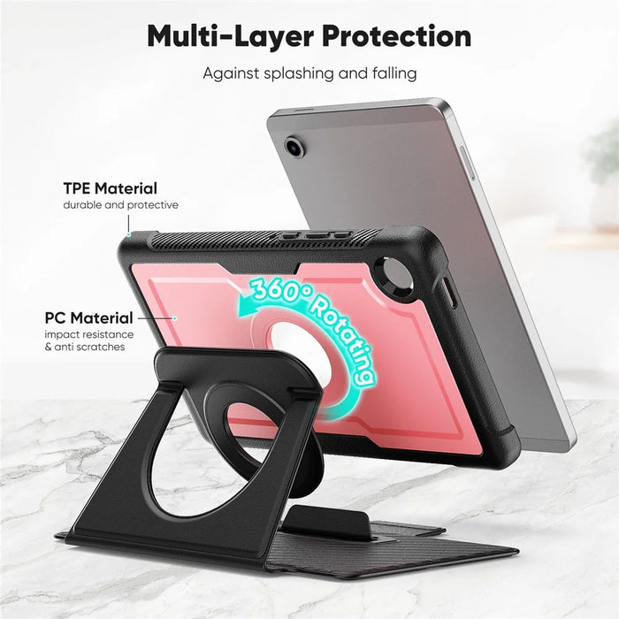 For Samsung Galaxy Tab A11 / A9 Tablet Case Detachable PC + TPU + PU Leather Flip Cover - Pink - 4