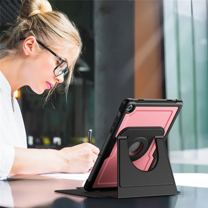 For Samsung Galaxy Tab A11+ / A9+ Tablet Case Detachable PC + TPU + PU Leather Flip Cover - Pink - 7