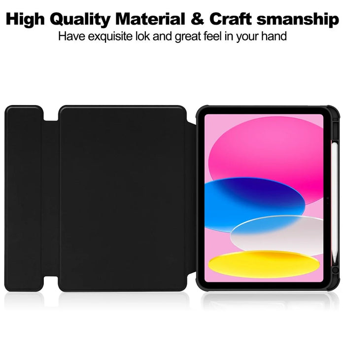 For iPad (2025)  /  10.9 (2022) Case 360 Degree Rotary Stand PU Leather + Acrylic Tablet Cover (Without Keyboard) - Black - 3