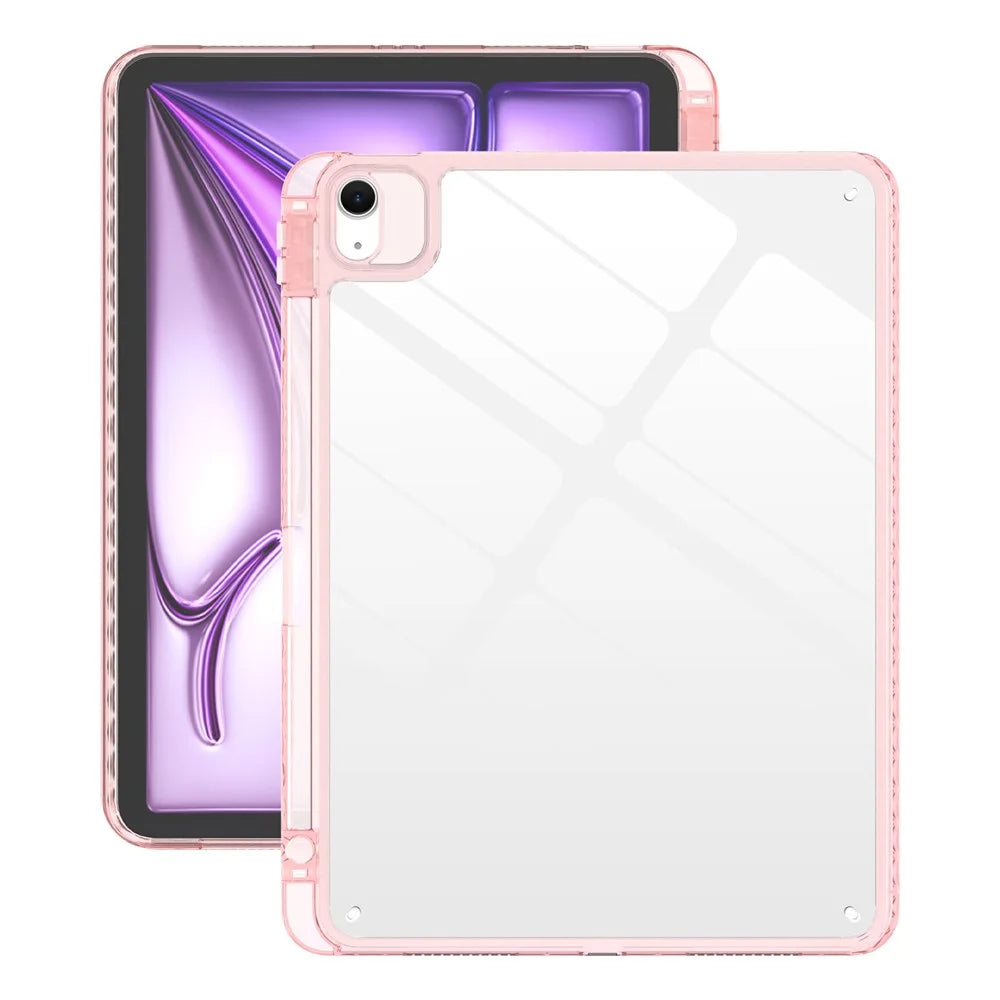 Tablet Case For iPad Air 11 (2026) / (2025) / (2024) / Air (2022) / (2020) / Pro 11 (2022) / (2021) / (2020) / (2018) TPU + Acrylic Clear Back Ultra Thin Cover with Pen Slot - Light Pink - 1