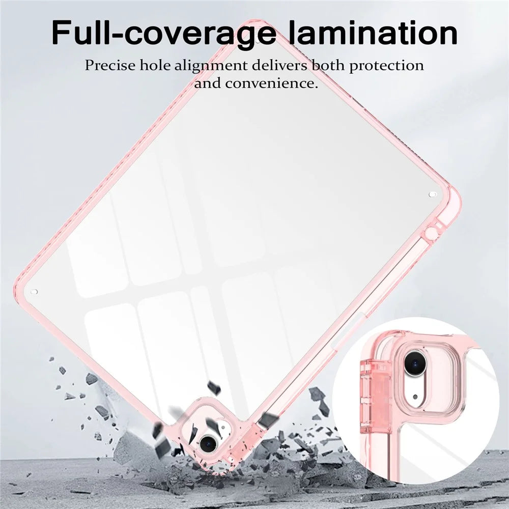 Tablet Case For iPad Air 11 (2026) / (2025) / (2024) / Air (2022) / (2020) / Pro 11 (2022) / (2021) / (2020) / (2018) TPU + Acrylic Clear Back Ultra Thin Cover with Pen Slot - Light Pink - 3