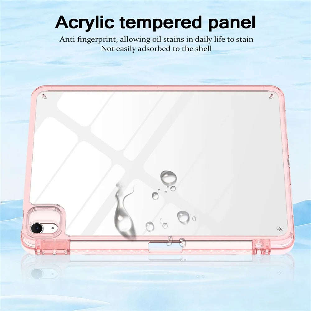 Tablet Case For iPad Air 11 (2026) / (2025) / (2024) / Air (2022) / (2020) / Pro 11 (2022) / (2021) / (2020) / (2018) TPU + Acrylic Clear Back Ultra Thin Cover with Pen Slot - Light Pink - 5