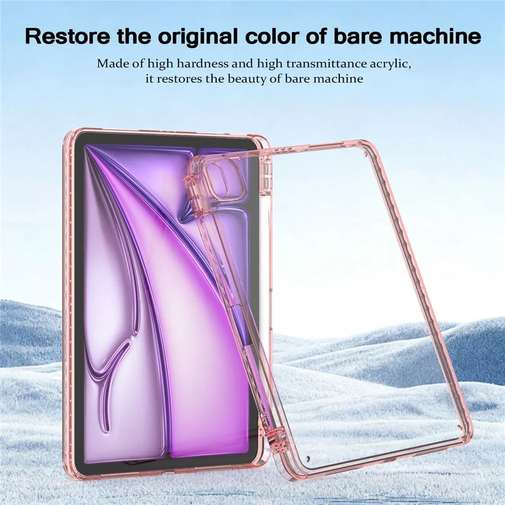 Tablet Case For iPad Air 11 (2026) / (2025) / (2024) / Air (2022) / (2020) / Pro 11 (2022) / (2021) / (2020) / (2018) TPU + Acrylic Clear Back Ultra Thin Cover with Pen Slot - Light Pink - 7