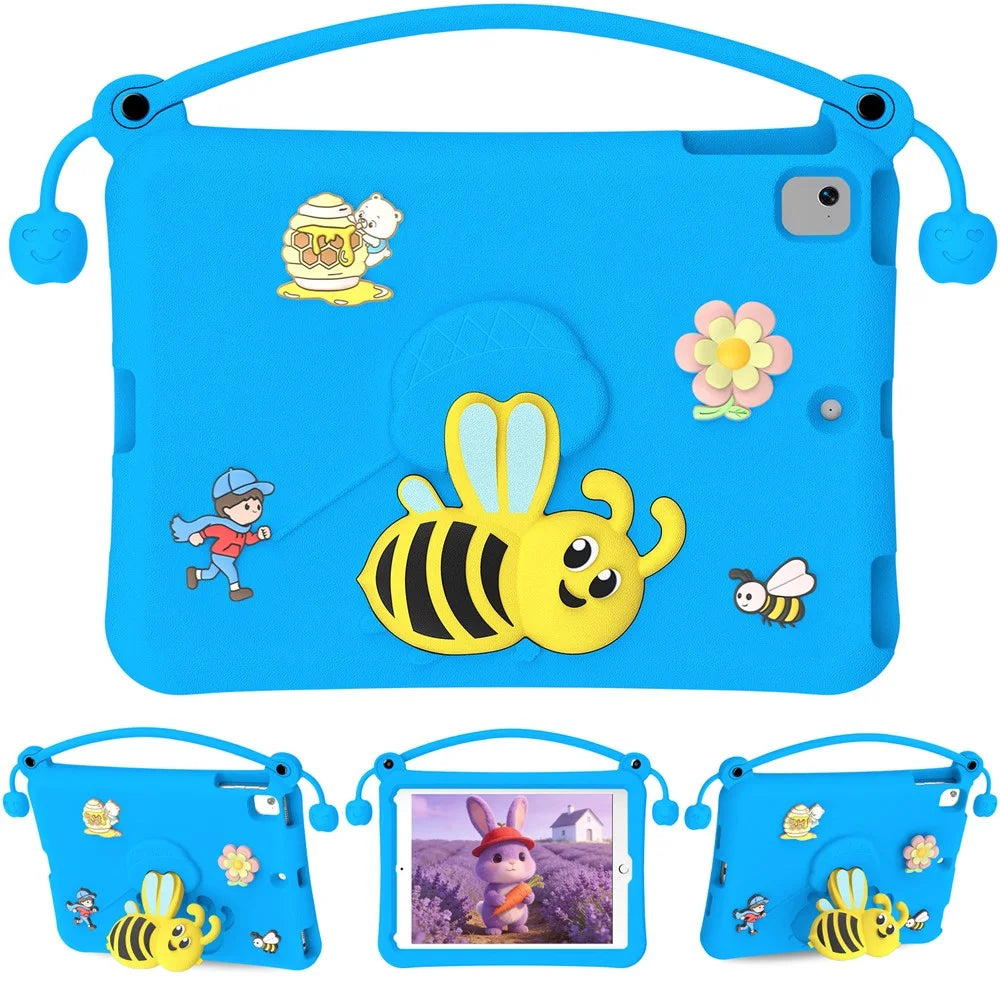 EVA Case For iPad 9.7-inch (2018)  /  (2017)  /  Pro 9.7 inch (2016)  /  Air 2  /  Air (2013) Bee Style Kickstand Tablet Cover with Carry Handle - Blue - 1