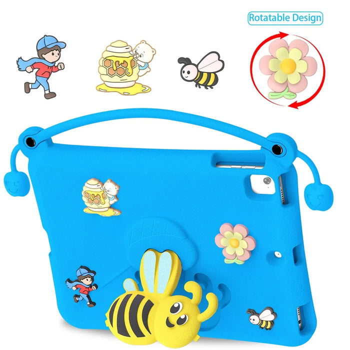 EVA Case For iPad 9.7-inch (2018)  /  (2017)  /  Pro 9.7 inch (2016)  /  Air 2  /  Air (2013) Bee Style Kickstand Tablet Cover with Carry Handle - Blue - 2