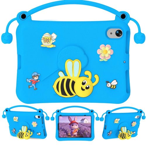 For iPad mini (2024)  /  (2021) EVA Case Bee Style Kickstand Tablet Cover with Carry Handle - Blue - 1
