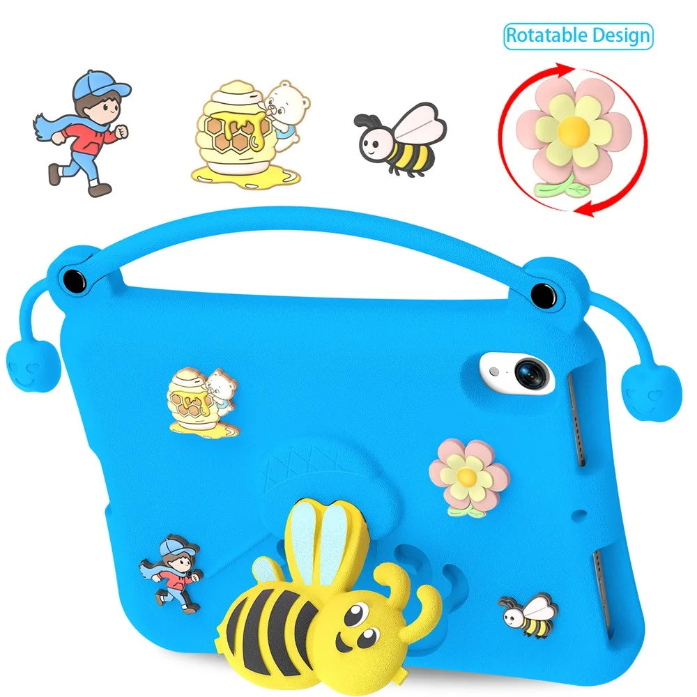 For iPad mini (2024)  /  (2021) EVA Case Bee Style Kickstand Tablet Cover with Carry Handle - Blue - 2