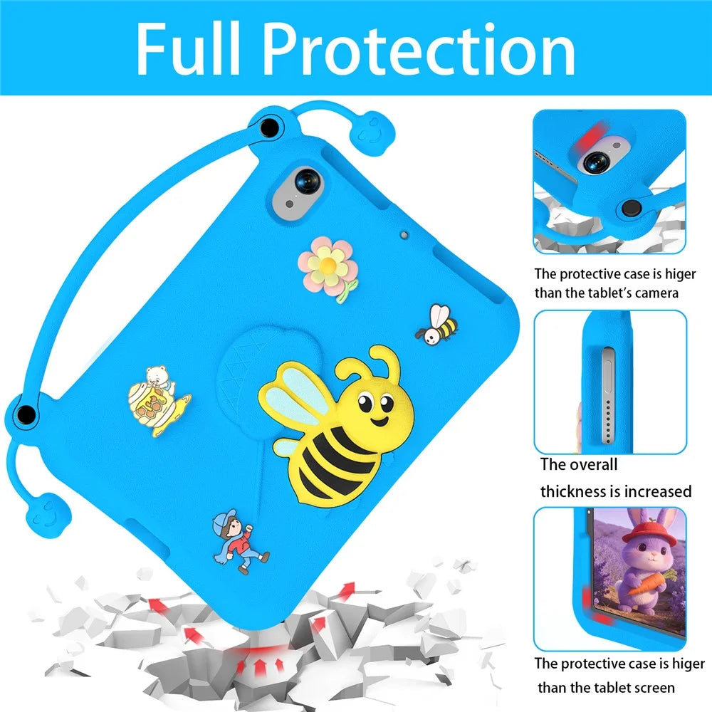 For iPad mini (2024)  /  (2021) EVA Case Bee Style Kickstand Tablet Cover with Carry Handle - Blue - 4