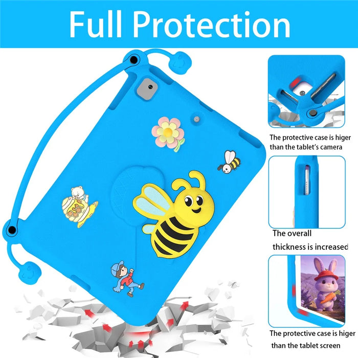 EVA Case For iPad 10.2 (2021)  /  (2020)  /  (2019)  /  Air 10.5 inch (2019) Bee Style Kickstand Tablet Cover with Carry Handle - Blue - 5